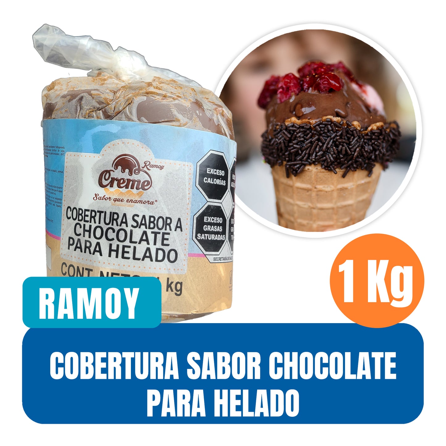 Cobertura sabor chocolate para helados