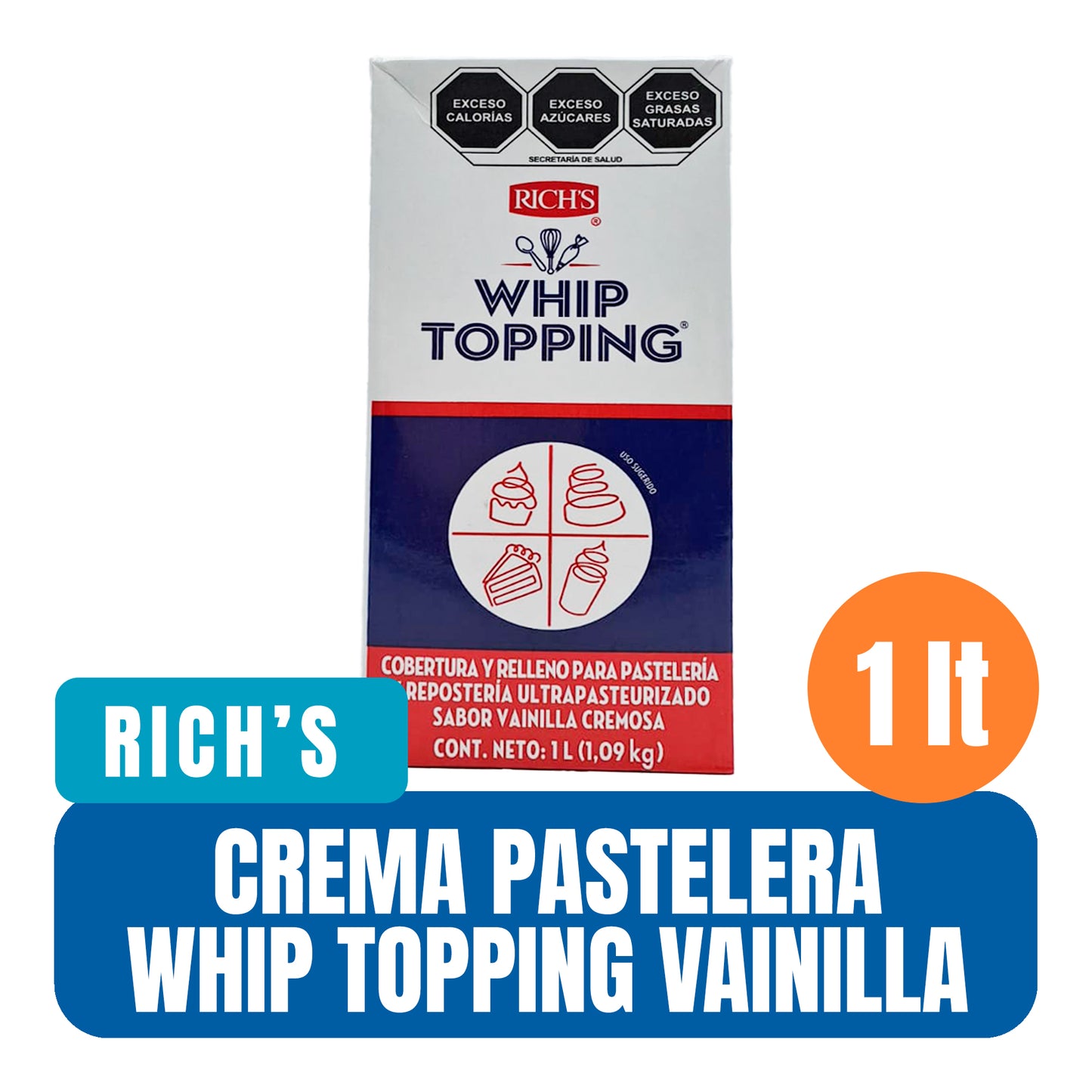 Whip Topping UHT sabor vainilla cremosa