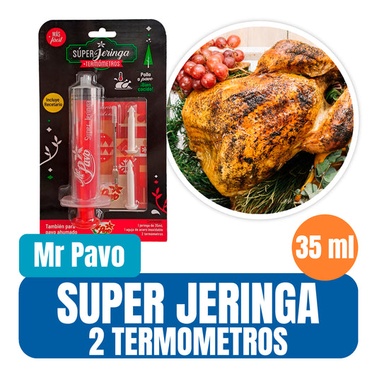 Super Jeringa para Pavo con termómetros