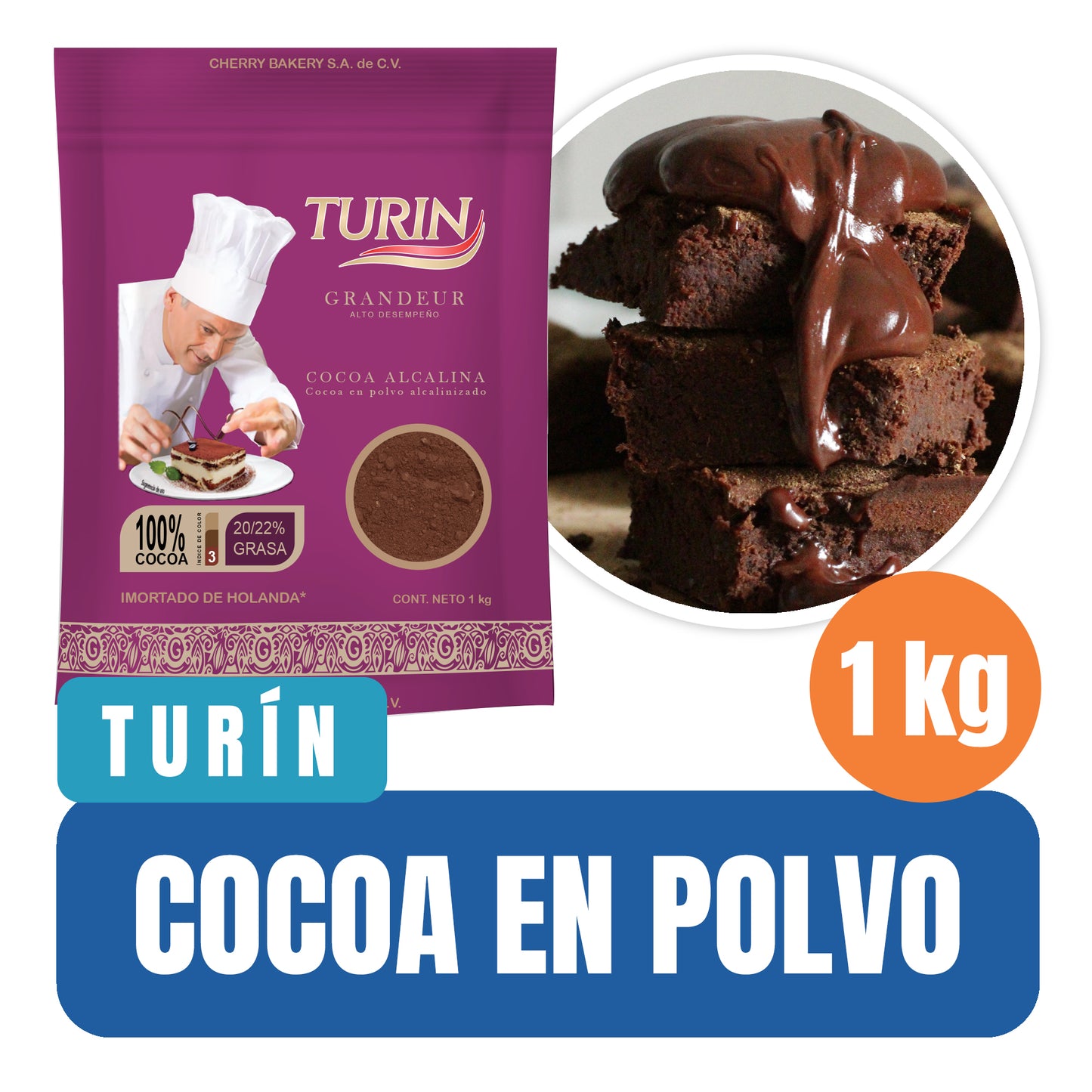 Cocoa Alcalina Turín En Polvo 1 kg